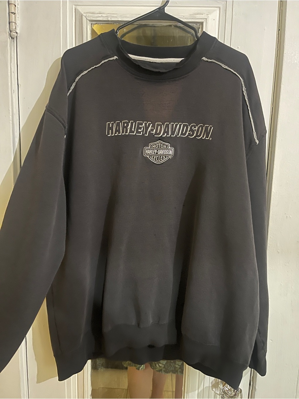 Harley-Davidson Black Crewneck with White Logo Stitching